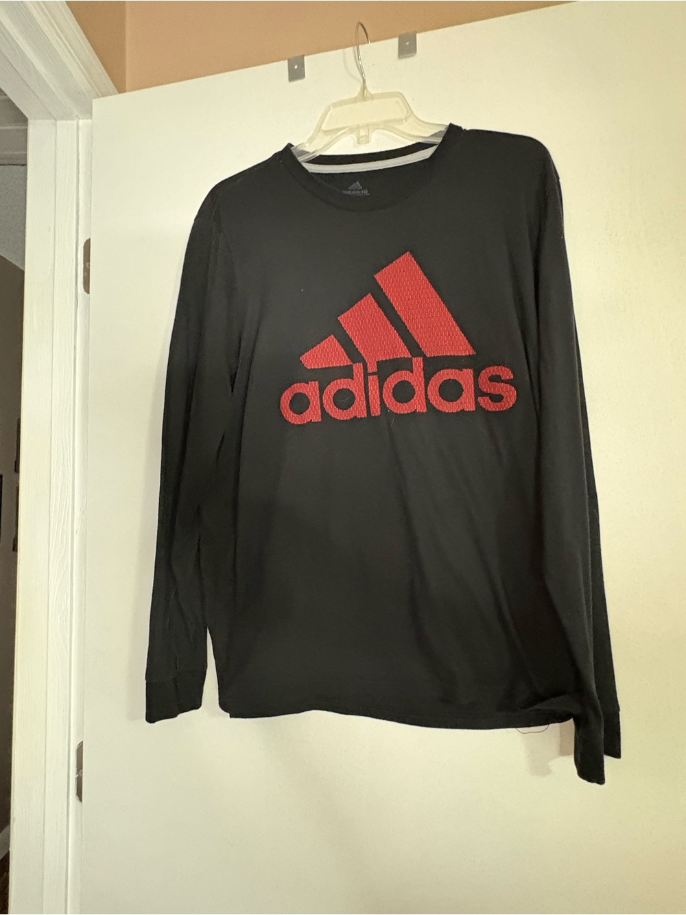 adidas Black Crewneck Sweater with Red Logo
